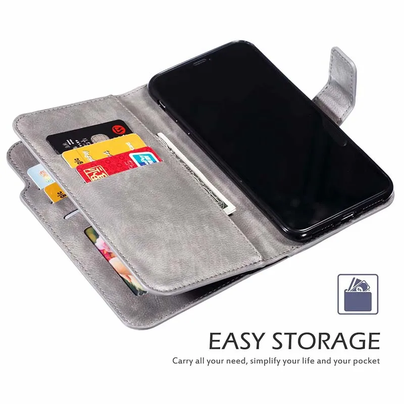 Чехол из ПУ кожи с 9 отделениями для карт iPhone 14 13 12 Mini 11 Pro 7 8 Plus X S XS Max XR SE - купить по