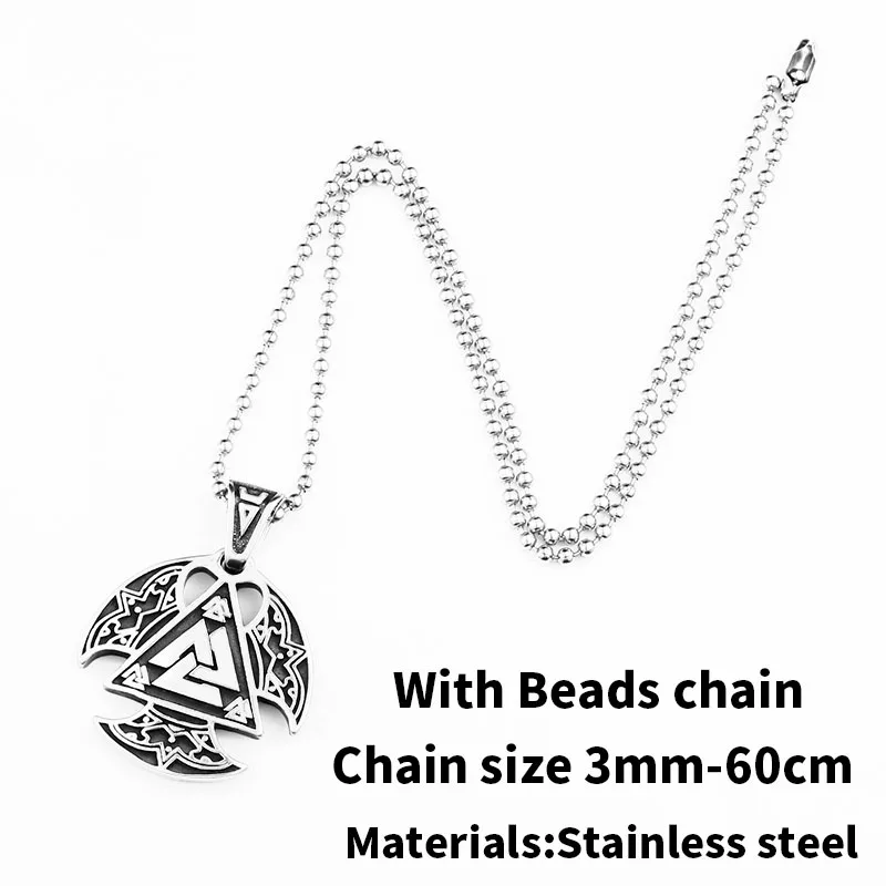 with bead chain Сталь солидер Молот Тора колье с кулоном в стиле викингов Skandinavian niemimaa кулон Модные ювелирные изделия женские аксессуары - Окраска металла: with bead chain