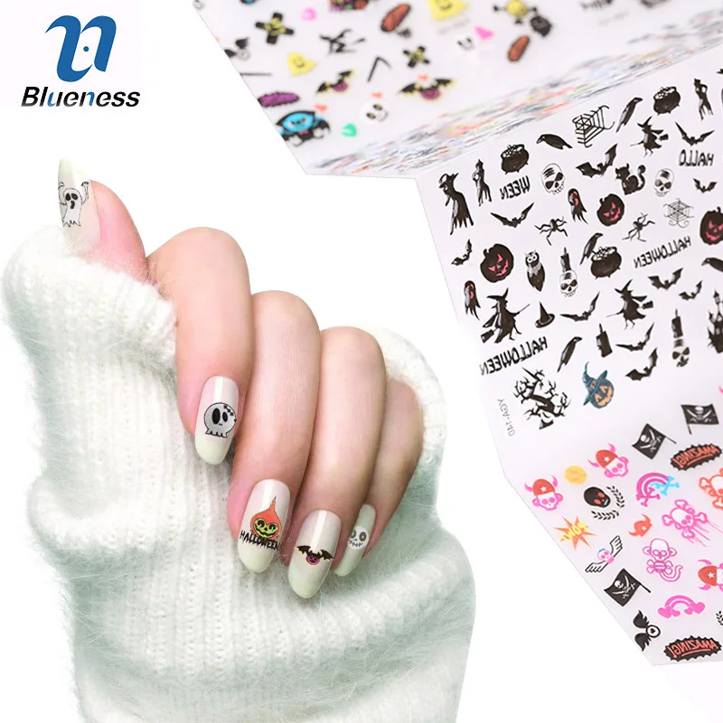 24 листа красота Хэллоуин дизайн Фольга переводные наклейки для ногтей 3D цветная