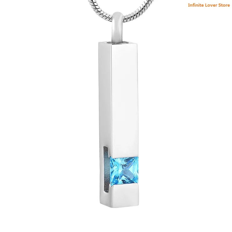 

IJD9726 Leading Light Pillar Stainless Steel Cremation Jewelry,Wholesale Inlay 12 Color Birthstone Keepsake Urn Necklace