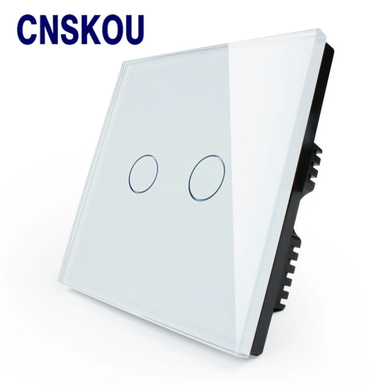 CNSKOU Великобритании Стандартный 2 Gang AC220 ~ 250 В Кристалл Стекло Панель умный дом