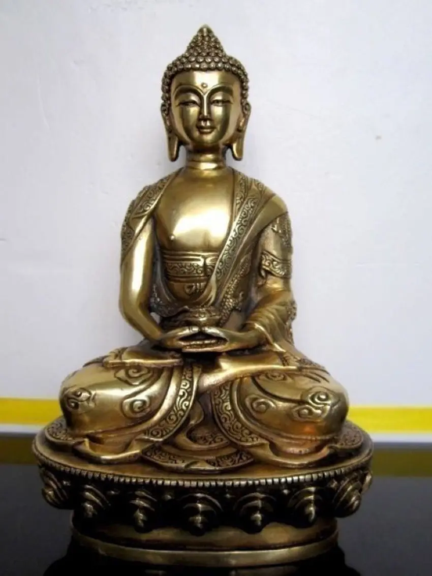 

Elaborate Chinese Tibetan Buddhis Amitabha brass buddha statue sculpture