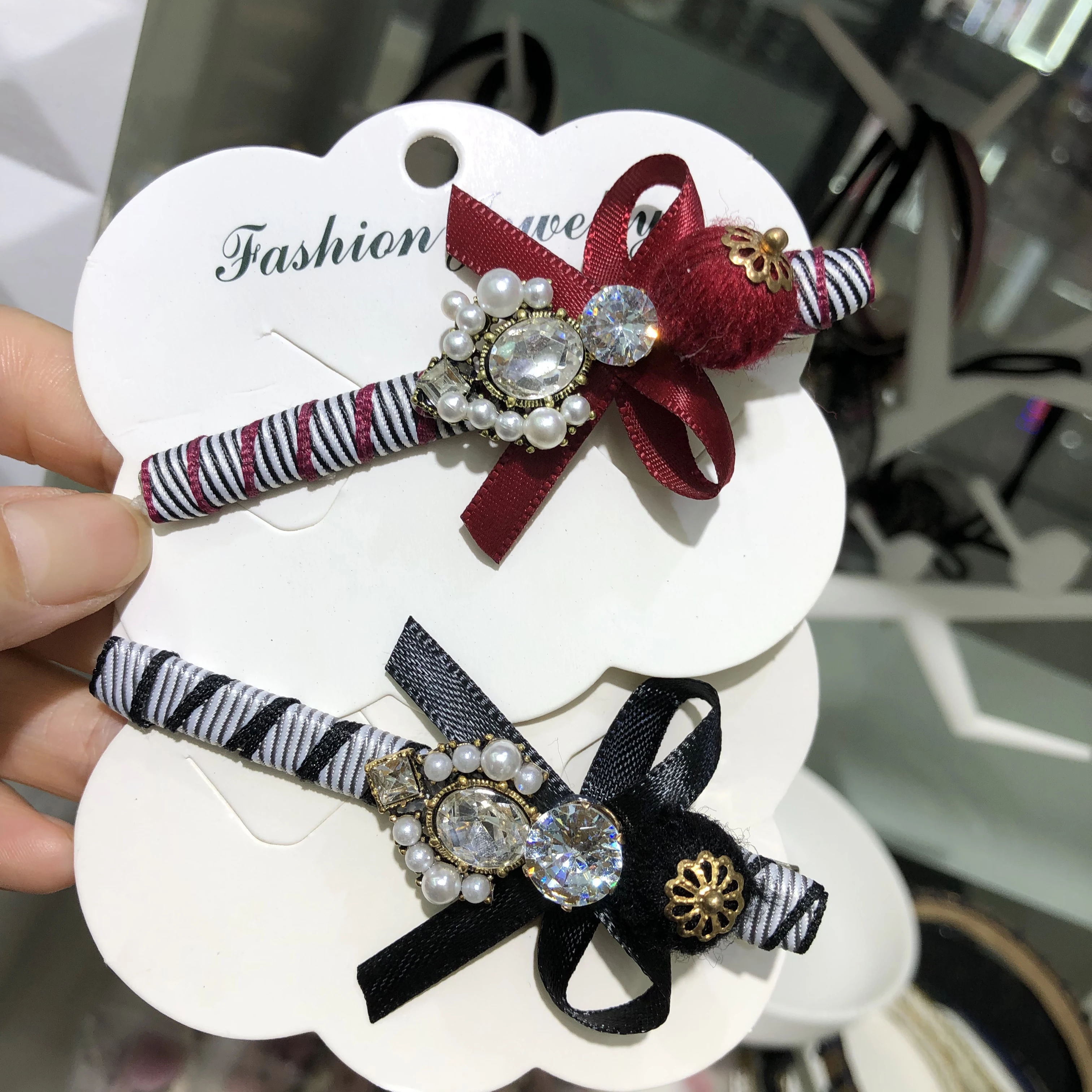 Горячие корейские шикарные заколки ручной работы с жемчугом Ретро Кристалл