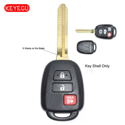 

Keyecu Replacement Remote Key Shell Case 2+1 Button Fob for Toyota HYQ12BDM ( G Stamp on Blade)