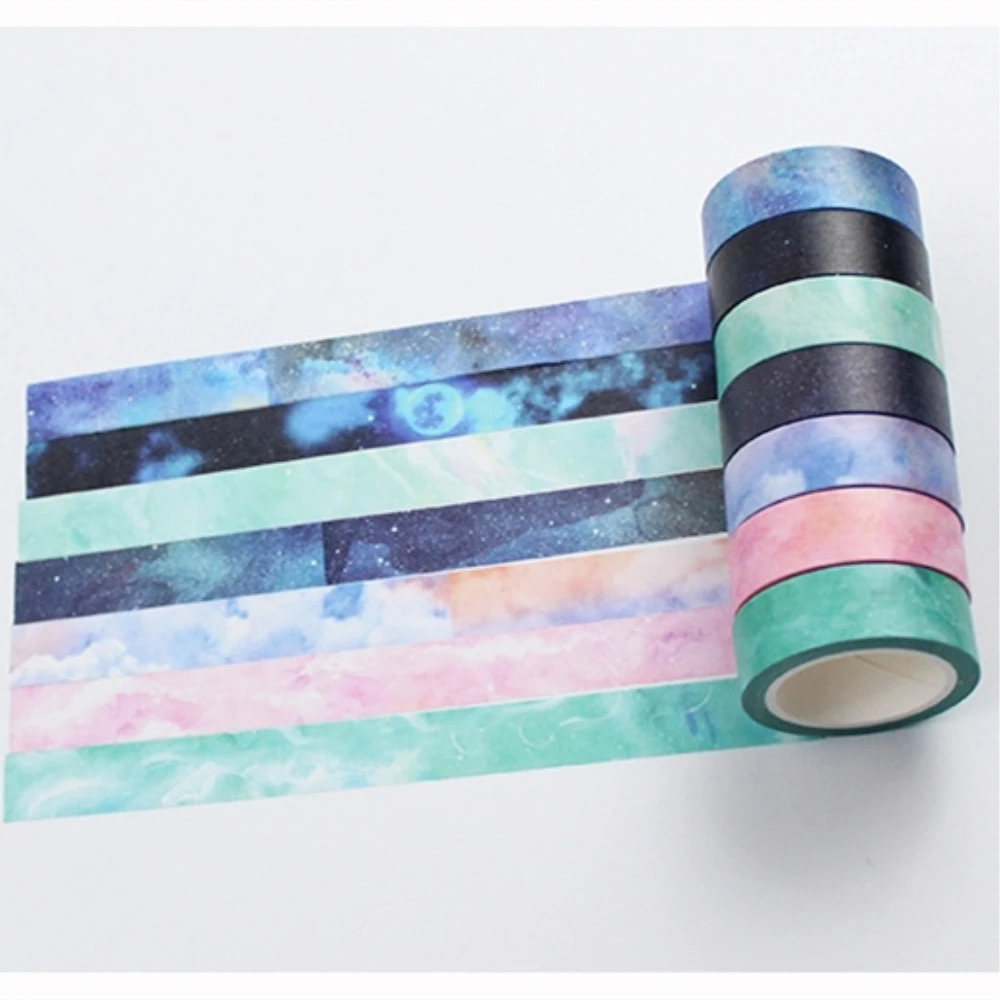 

DIY 7 colors Starry sky 5mm 8M fantasy romantic photo Decorative Washi Tape can write Masking Adhesive Tape For Scrapbooking