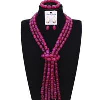dudo bridal jewelry set fuchsia hot pink african wedding beads necklace set of jewelry crystal jewellery set 2018 free shipping