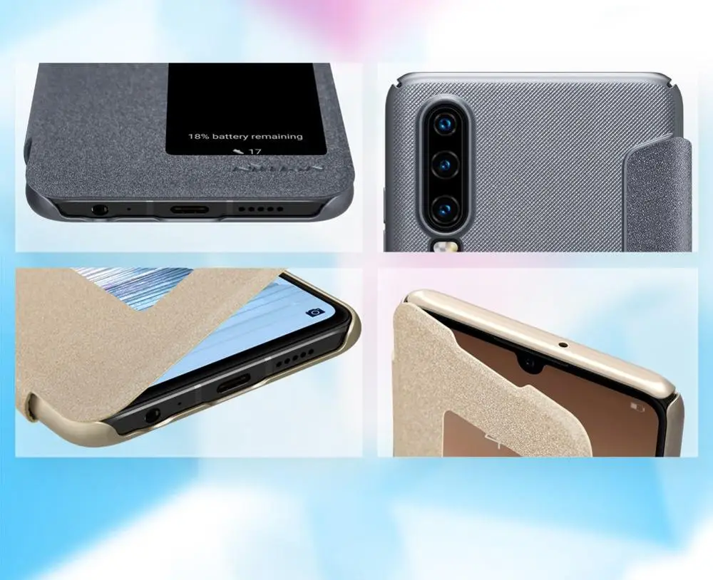Чехол с откидной крышкой для Huawei P30 чехол Nillkin из блестящей искусственной кожи 6 1