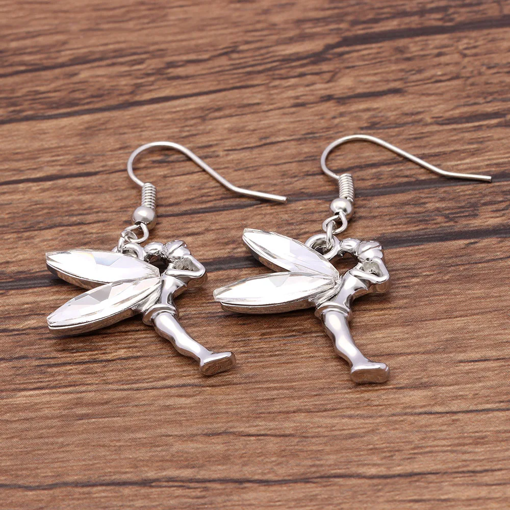 Симпатичные серьги с фианитом фея дизайн для женщин заполненные белым золотом