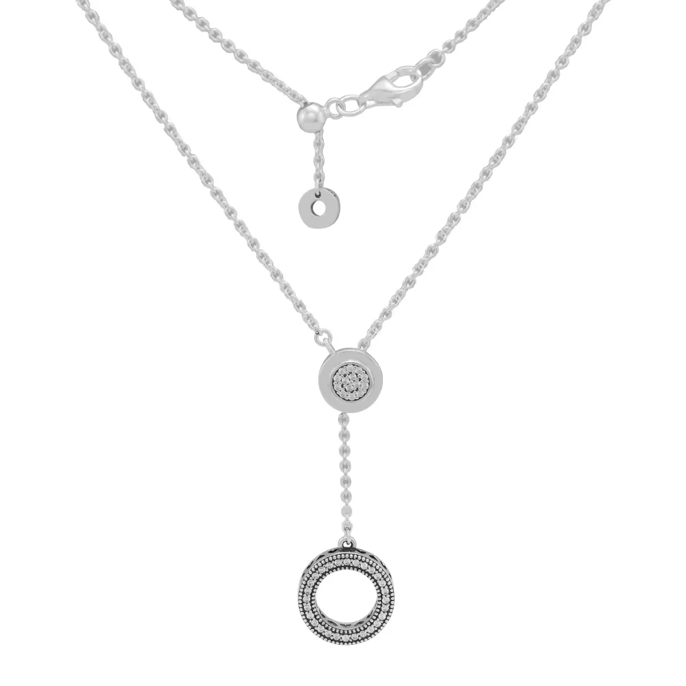 

Signature Round Necklace for Women 925 Sterling Silver Clear CZ Necklaces & Pendants Fine Jewelry Making Accessories Colgantes