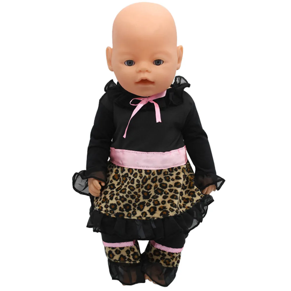 Леопардовый модный костюм подходит для новорожденных 43 см аксессуары кукол