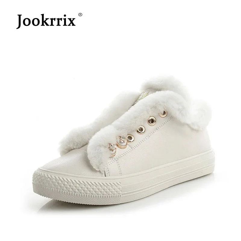 Jookrrix 2018 новая обувь из натуральной кожи Для женщин модные брендовые теплые белые