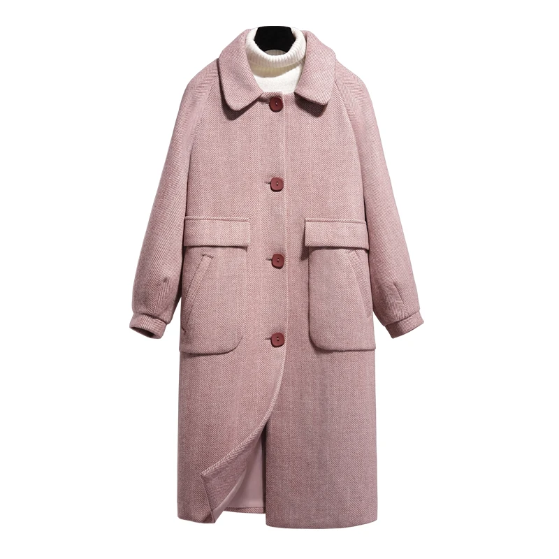 Winter 2018 New Korean Wool Outerwear Long Loose Woollen Overcoat Female Single Breasted Wide-waisted Women Coat Spring | Женская одежда