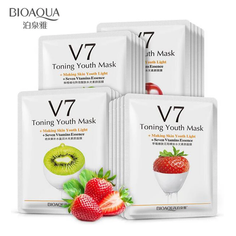 BIOAQUA V7 Тонизирующая Молодежная фруктовая маска для лица увлажняющая питательная