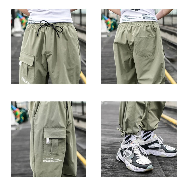 LAPPSTER Men Streetwear Carog Pants Summer Joggers Pants Men Black Hip Hop Harem Pants Korean Style Trousers Polyester