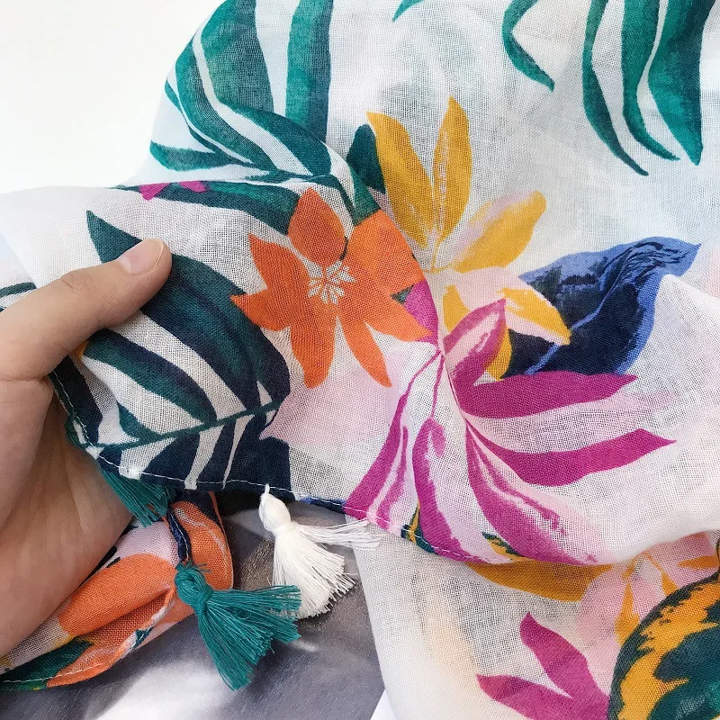 Женский модный вискозный шарф с кисточками и листьями сезон осень-зима хиджаб из