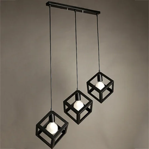 Black 2Style No Bulb Американская деревенская квадратная подвеска, креативная Люстра для гостиной, лофт четверки, железная люстра, Подвесная лампа для спальни, балкона - Цвет корпуса: Black 2Style No Bulb
