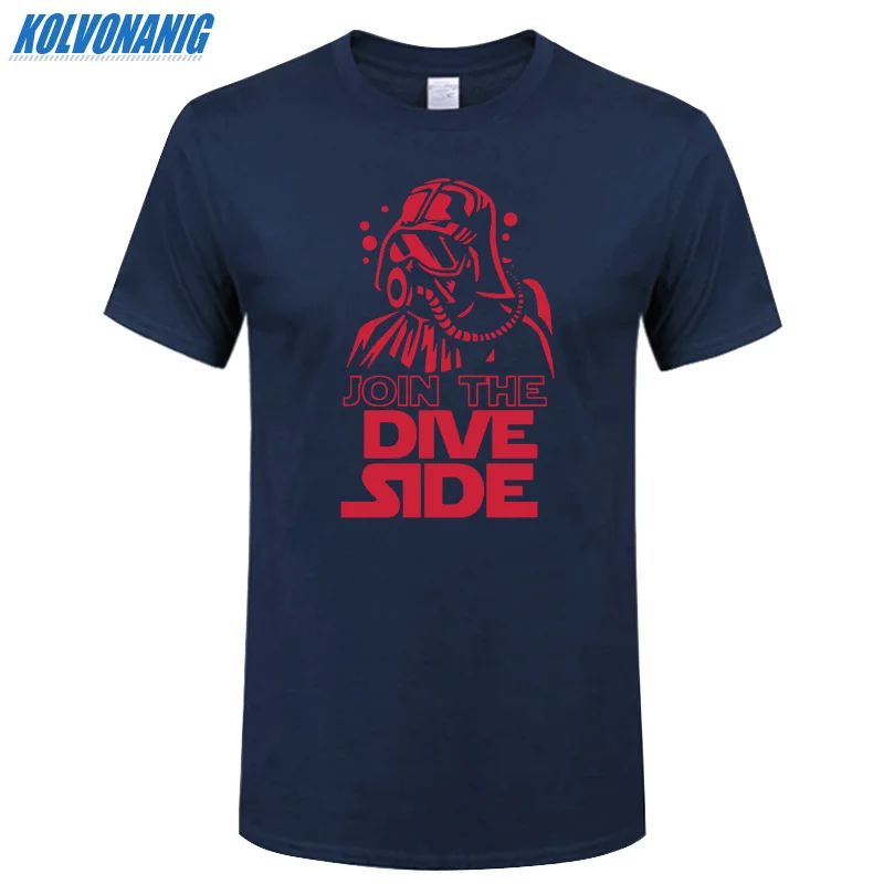 Футболка с забавным принтом JOIN THE DIVE SIDE DARK подводный принт Хлопковая мужская одежда с коротким рукавом и круглым вырезом брендовая футболка размера плюс - Цвет: Navy 04