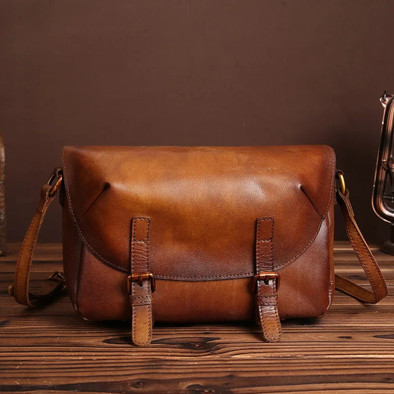 Женская сумка мессенджер из натуральной воловьей кожи винтажная через плечо