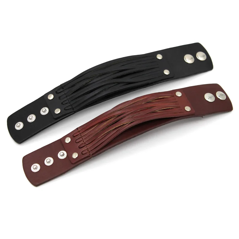 Мужской винтажный браслет из натуральной кожи многослойный регулируемый в стиле