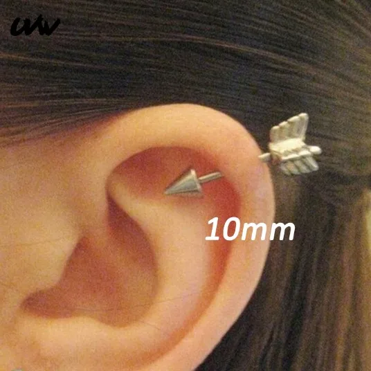 10mm UVW012 2 шт., панковские многофункциональные хирургические стальные серьги-гвоздики со стрелами, серьги-гвоздики для женщин и мужчин, ювелирные изделия для пирсинга - Окраска металла: 10mm