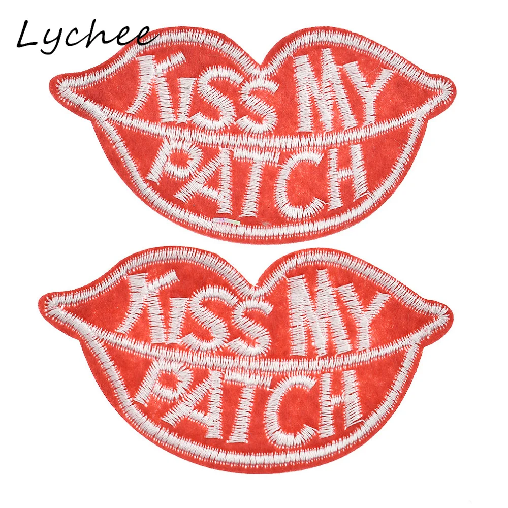 Lychee 2 шт мультфильм красные Стикеры-губы мой патч с клейкой вышивкой