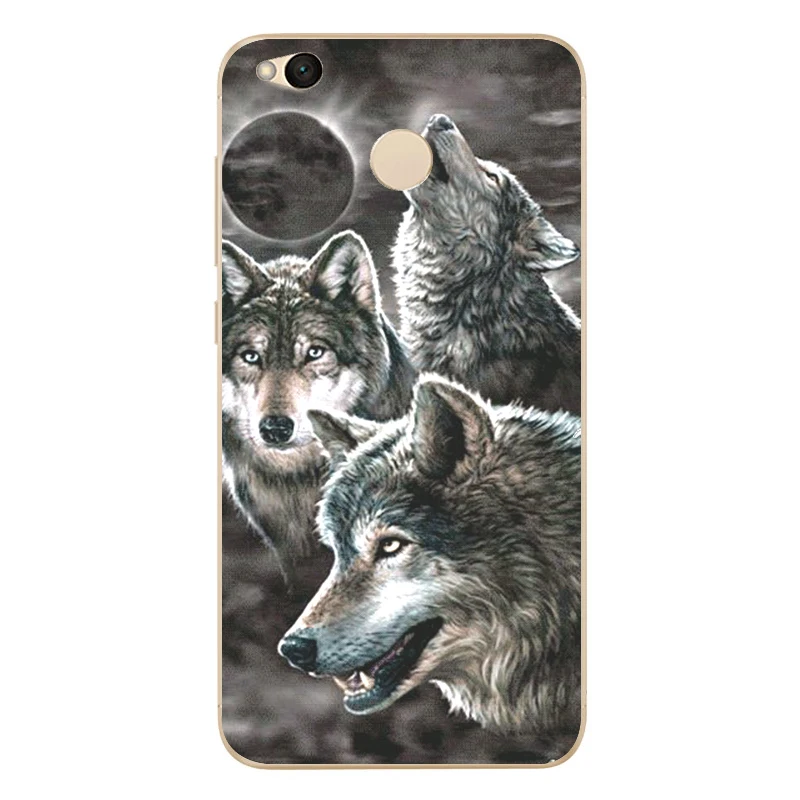 MLCRIYG Soft Phone Case For Xiaomi Redmi 4X TPU Colorful Animal Wolf Cool Cases Cover Painted Design Fundas B104 |