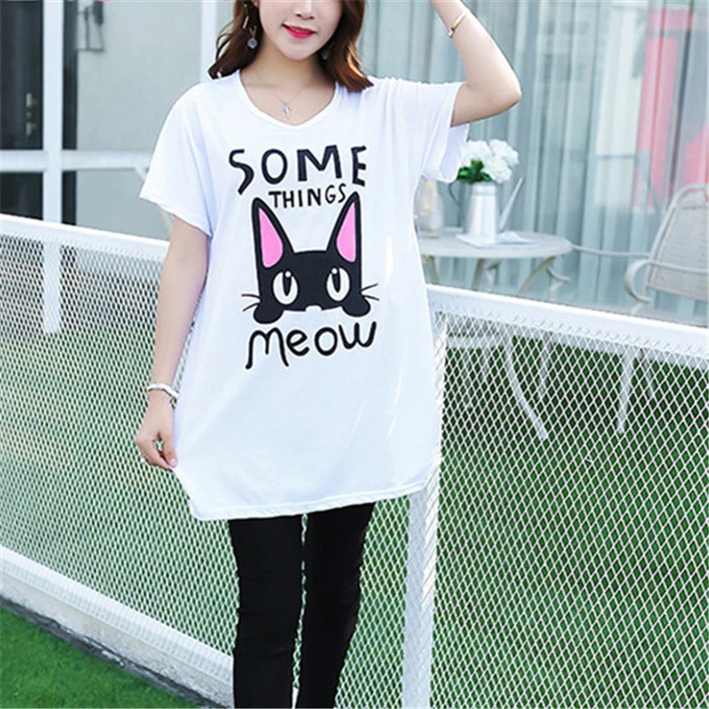 Новая брендовая модная женская футболка 2017 летняя новая свободная с коротким