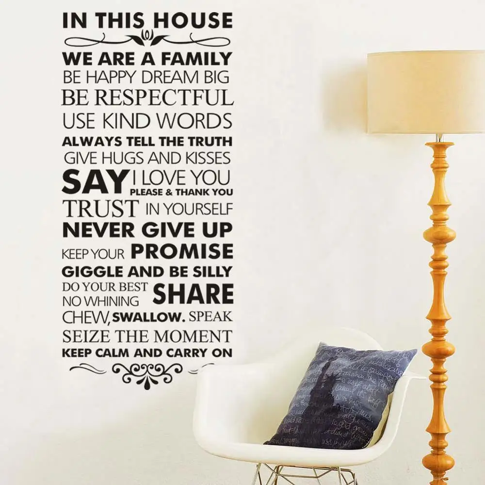 

In this house Family Rules Home decor quotes wall decal 8084 decorative adesivo de parede vinyl wall sticker Wall Art