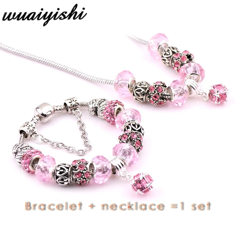 

2019 set bracelet necklace set of the latest gift ladies charm fashion bracelet & necklace set jewelry retro beads trend pendant
