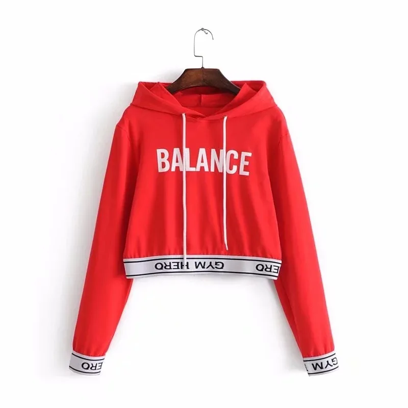 Для женщин hoodie top 2018 весенние туфли ленты шить короткая заметка пупка свитер