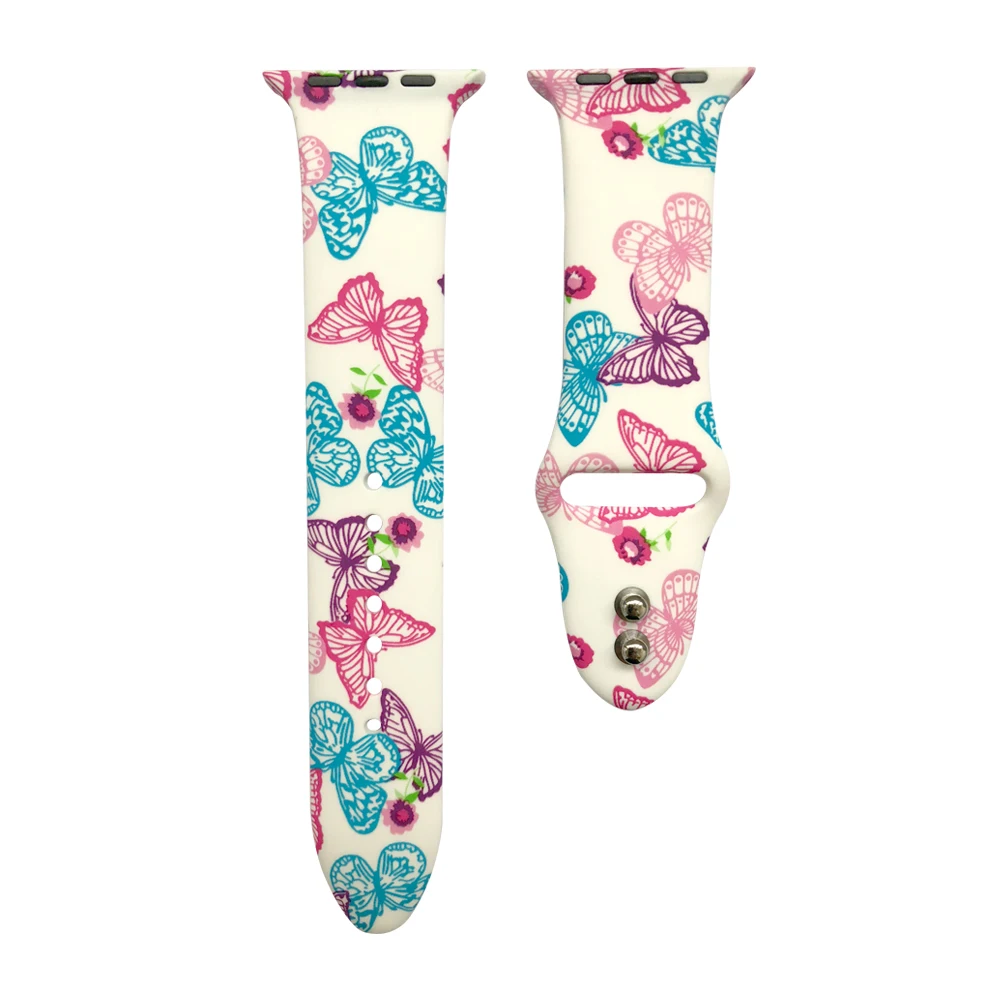 YUKIRIN спортивный силиконовый ремешок для Apple Watch band Case 38 42 мм 40 мм 44 мм для iwatch series 4 3 2 1 Браслет С Рисунком бабочки