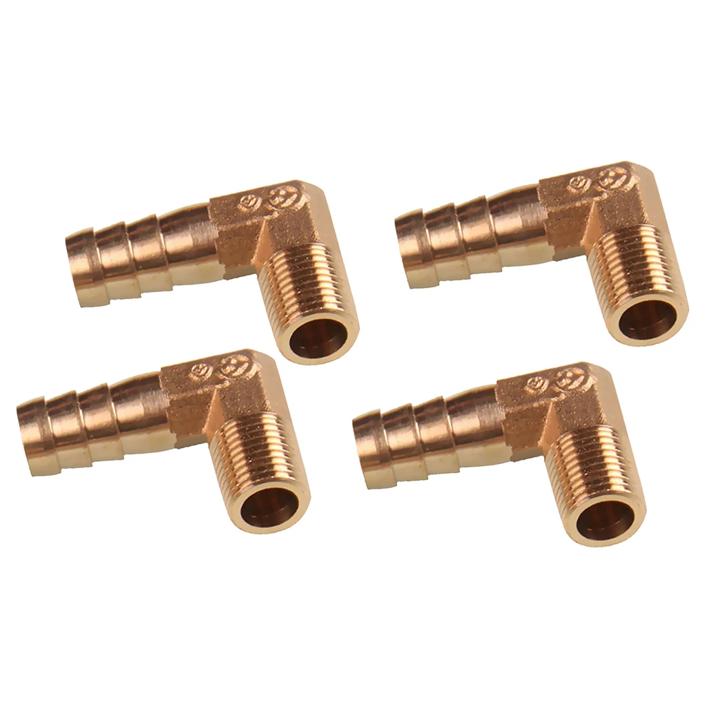 4 шт. 1/4 BSP до 12 мм латунь 90 градусов мужской локоть Барб шланг выхлопной трубы