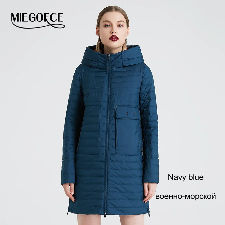 607 Navy Blue MIEGOFCE Весна и осень женская куртка c капюшоном женская модная ветрозащитное пальто куртка с большими карманами горячая - Цвет: 607 Navy Blue