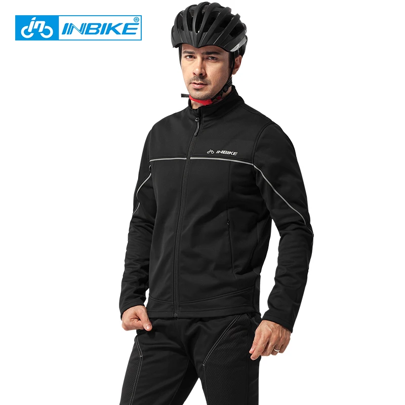 INBIKE зимняя мужская велосипедная куртка брюки комплект Флисовая теплая ветровка