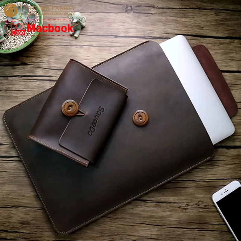 For macbook pro 13 case original Genuine Leather bag for new air 11.6 12 13.3 15.4 inch laptop with Mouse Charger pouch | Компьютеры и