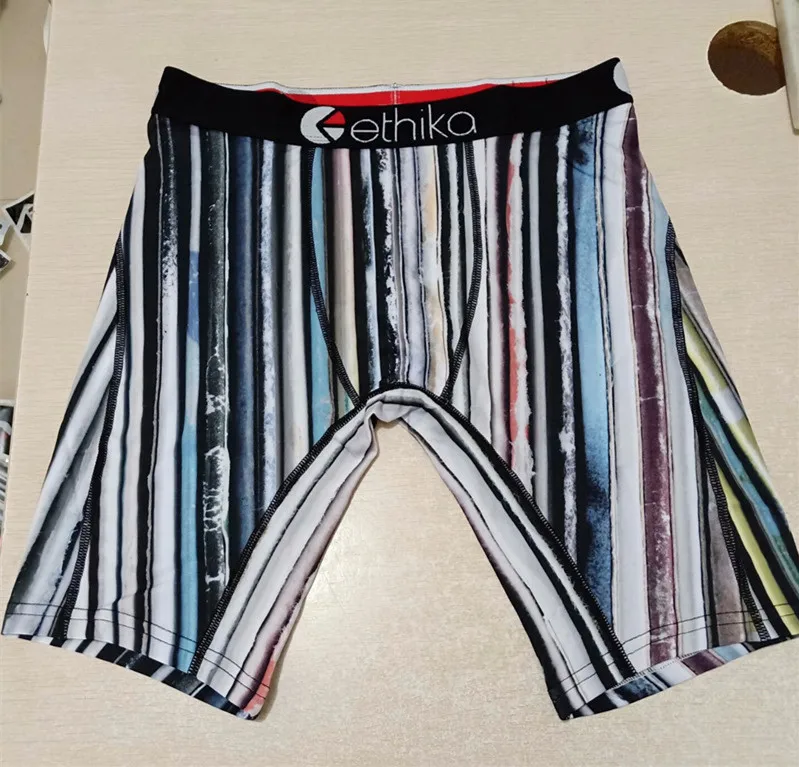 Black border strip Ethika, мужские трусы брендовые, Спортивное нижнее белье, мужские, дышащие, полиэстер, спандекс, боксеры, длинные, мужские, с мультяшным принтом, мужские, боксеры, длинные ноги - Цвет: Black border strip