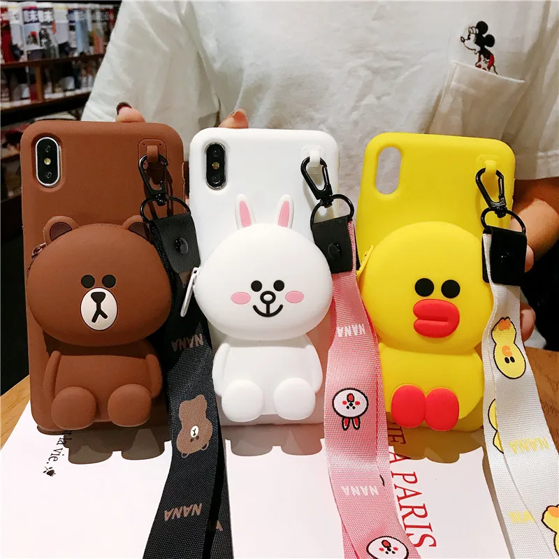 Милый Медведь Кролик утка мультфильм телефон чехол для iPhone 6 7 8 S Plus X XS XR XSMAX мягкий