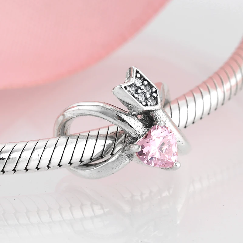 925 пробы серебряные бусины Forever Lingering love розовое сердце CZ подходят к оригиналу Pandora Браслеты с подвесками DIY Изготовление ювелирных изделий