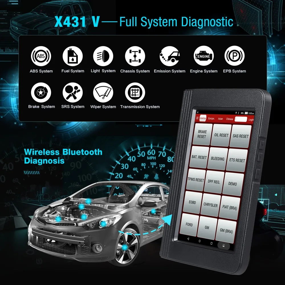 Launch X431 V 8 дюймов Автомобильный диагностический инструмент Поддержка WiFi/Bluetooth 2 года обновление бесплатно launch X 431 V PK PROS Мини инструмент