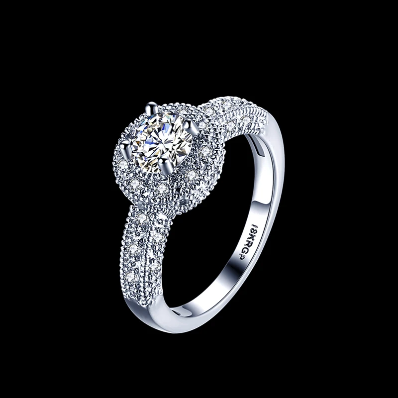 2017 Новое поступление Классическое белое золотое кольцо с фианитом для женщин Маленький кубический цирконий Выложенные модные украшения LR0813.