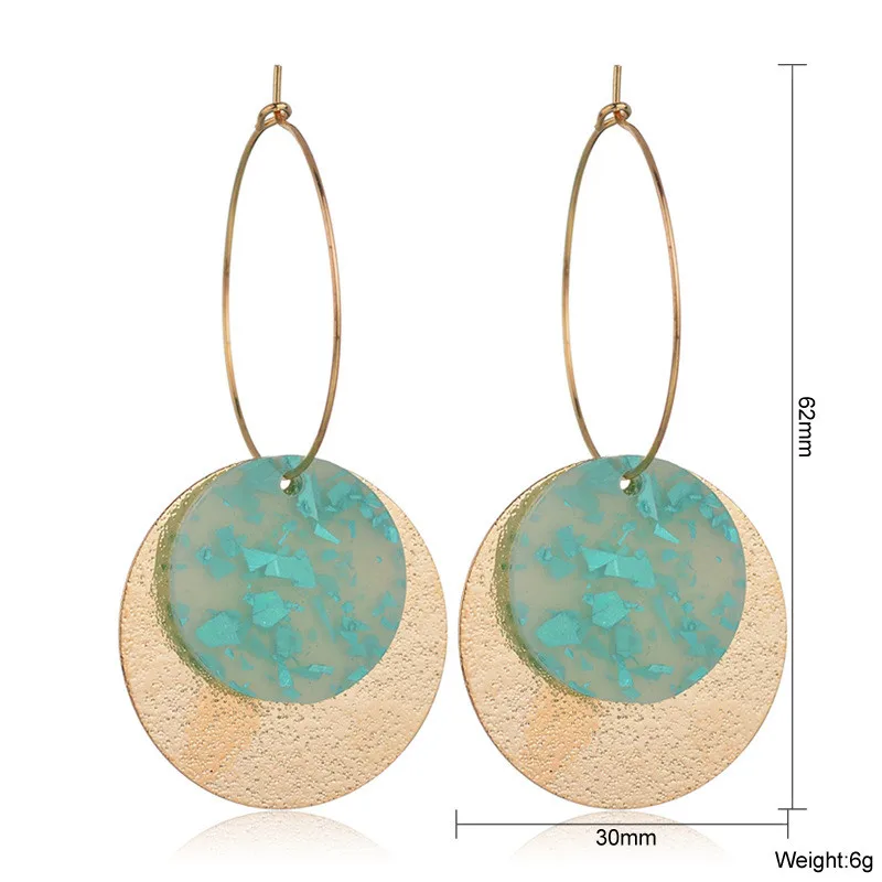 

Vintage Simple Acrylic Round Dangle Earrings Fashion Circle Metal Dangle Earrings For Women Girl Wedding Party Gift