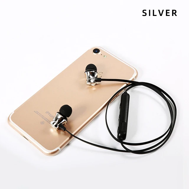 XT11 Silver Wireless Bluetooth Earphones Metal Magnetic Stereo sports Bass Cordless Headset Earbuds With Microphone Earphones for all phone - Цвет: XT11 Silver