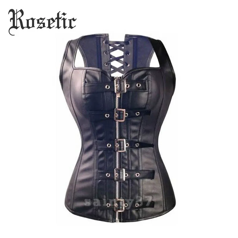 Rosetic бюстье Корсеты женские осенние готические черные ремни на шнуровке панк