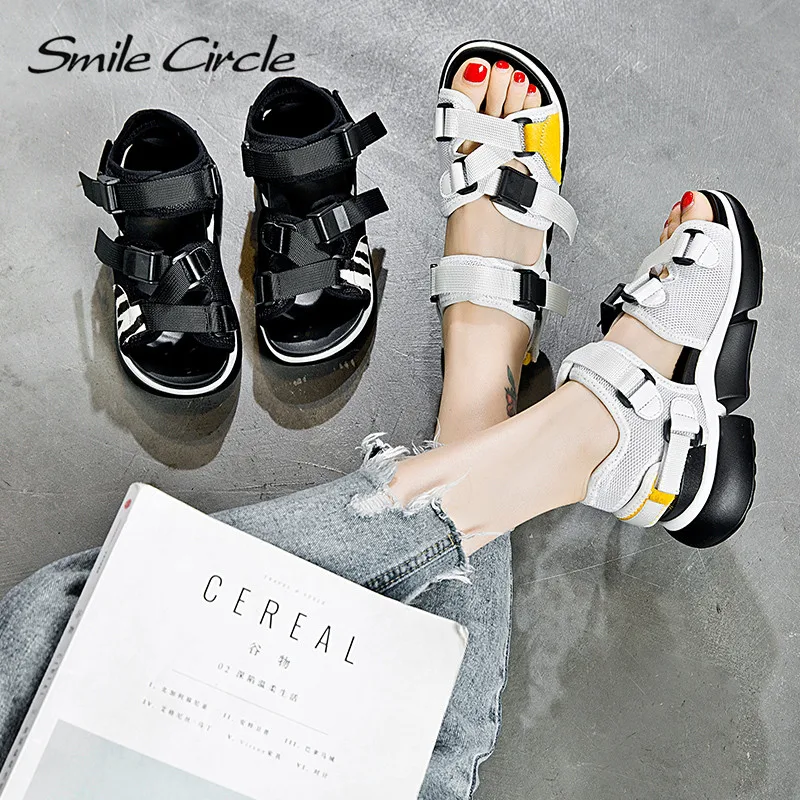 Smile Circle/2019 г. Летние Стильные повседневные сандалии женская модная обувь на