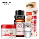 4 шт.компл., крем для лица и глаз с ягодами Годжи, масло Годжи, гиалуроновая кислота, антивозрастной, отбеливающий, увлажняющий, против кругов вокруг глаз, уход за кожей