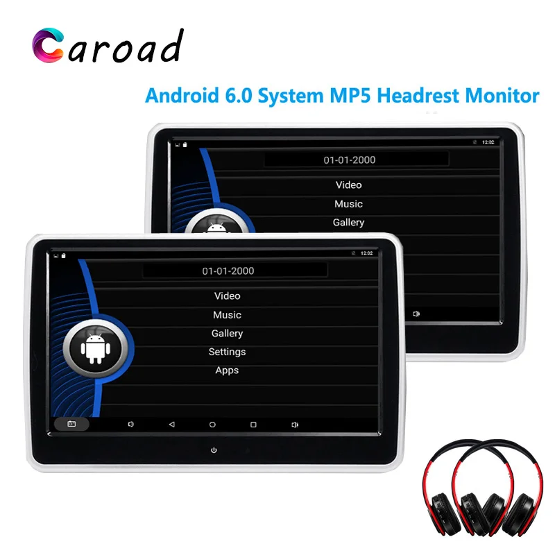 Caroad 10 1 дюймов Автомобильный подголовник монитор Система Android 6.0.1 с wifi ips сенсорный