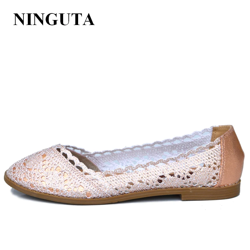 NINGUTA кружевные плоские туфли женские летние водонепроницаемые туфли|lace flat shoes|flat