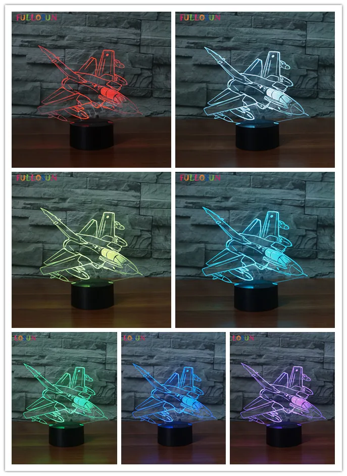 USB лампа Модель самолета Настольная для гостиной декоративный Ночник LED 3D