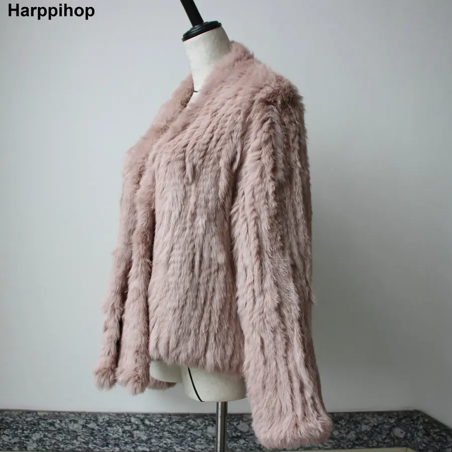 2021 New Winter Autumn Women Real Fur Coat Female Knitted Rabbit Coats Jacket Casual Thick Warm Fashion Slim Overcoat Clothing