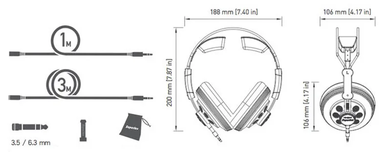 Superlux HD668B полуоткрытые профессиональные студийные стандартные динамические наушники для музыки съемный аудио кабель
